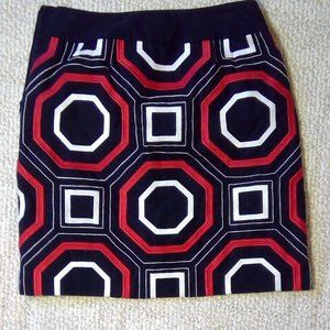 Ann Taylor Black, Red, Ivory Mini Skirt